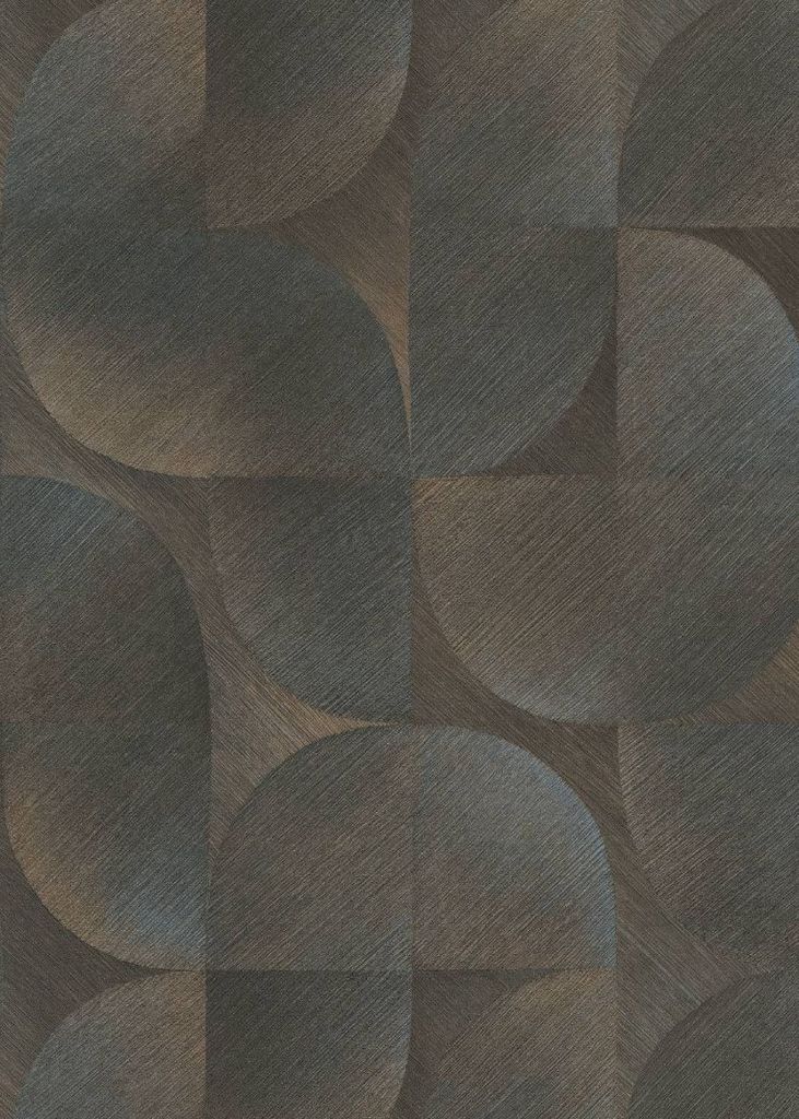 Erismann Tapete Halbkreise im Retro-Stil Schwarz und Braun - 661629 - 53 cm x 10.05 m