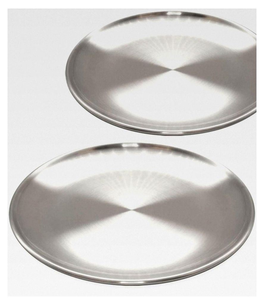 Edelstahl-Teller, Camping-Geschirr, bruchsicher, 20 cm, 2er Set