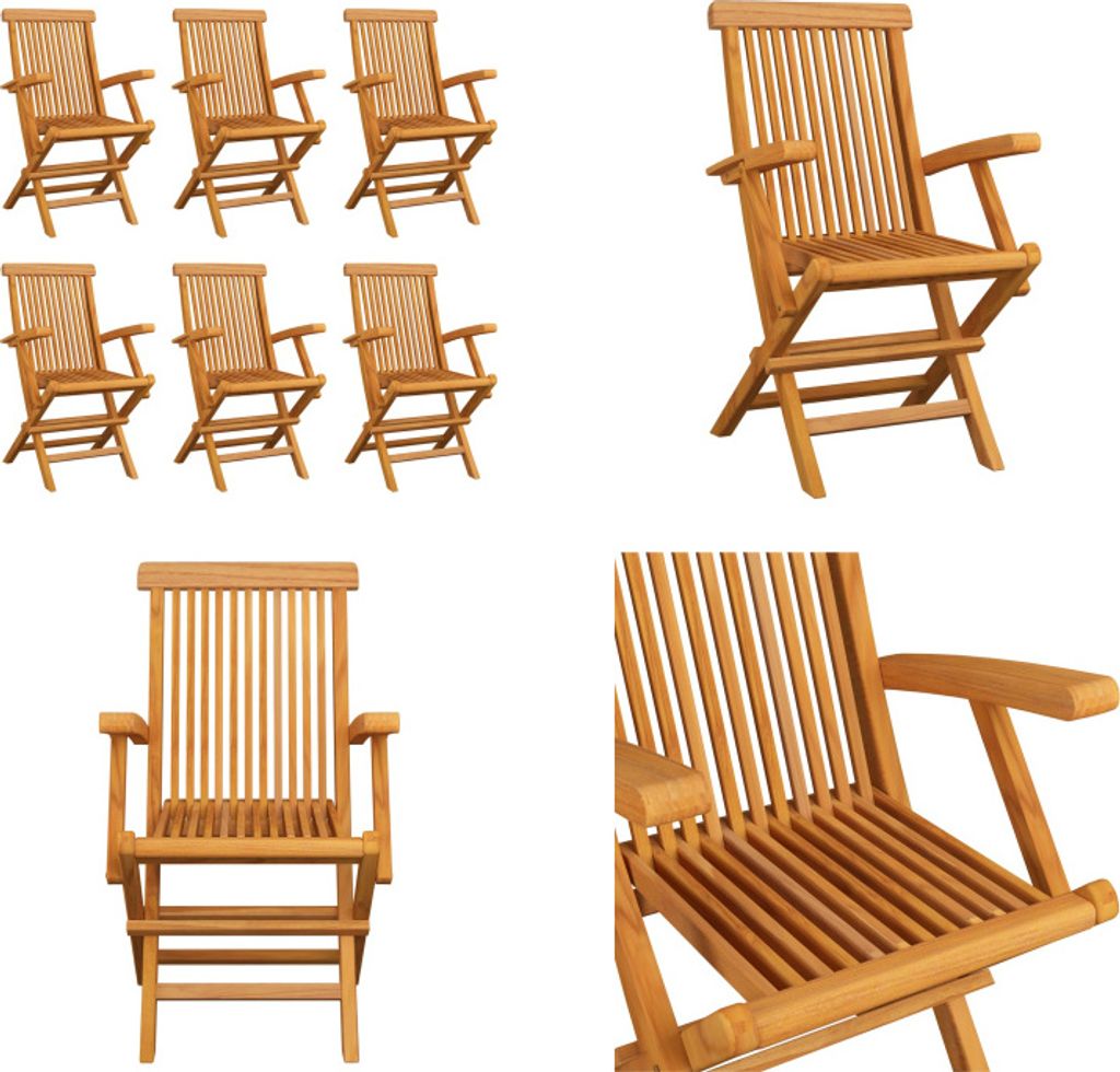 vidaXL Klappbare Gartenstühle 6 Stk. Massivholz Teak - Gartenstuhl - Gartenstühle - Gartenstuhl Holz - Gartenstuhl Massivholz
