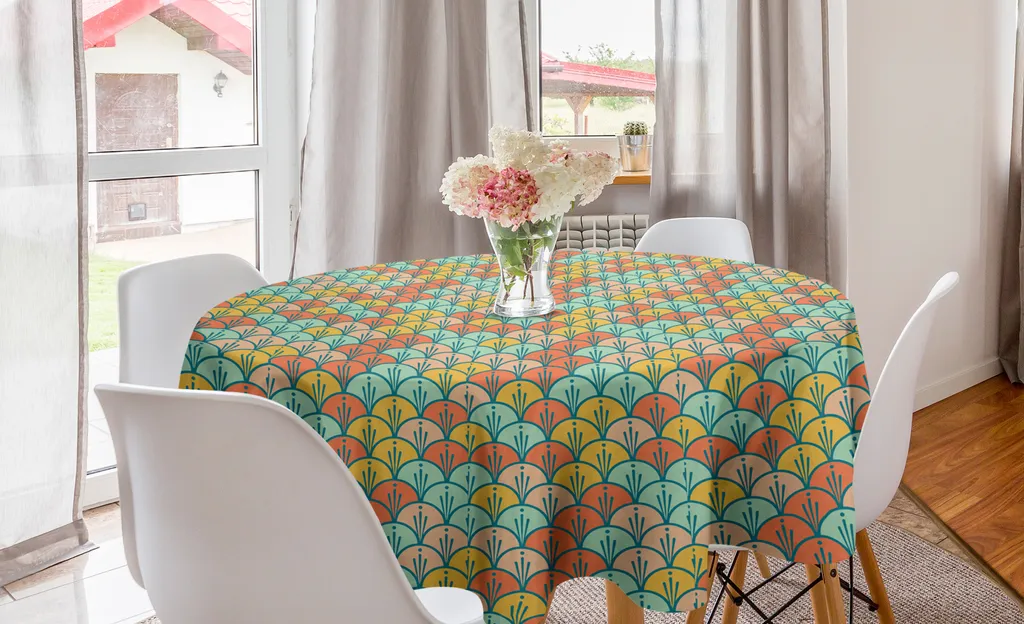 Tovaglia ABAKUHAUS Arancio Turchese 150 cm - Qualità Raso Poliestere