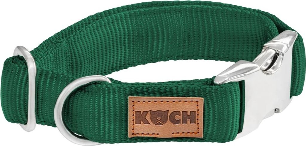 Koch PREMIUM Klick Halsband gepolstert S/M 25 mm breit, Halsumfang 30 - 45 cm, Grün ALU-Klickverschluss