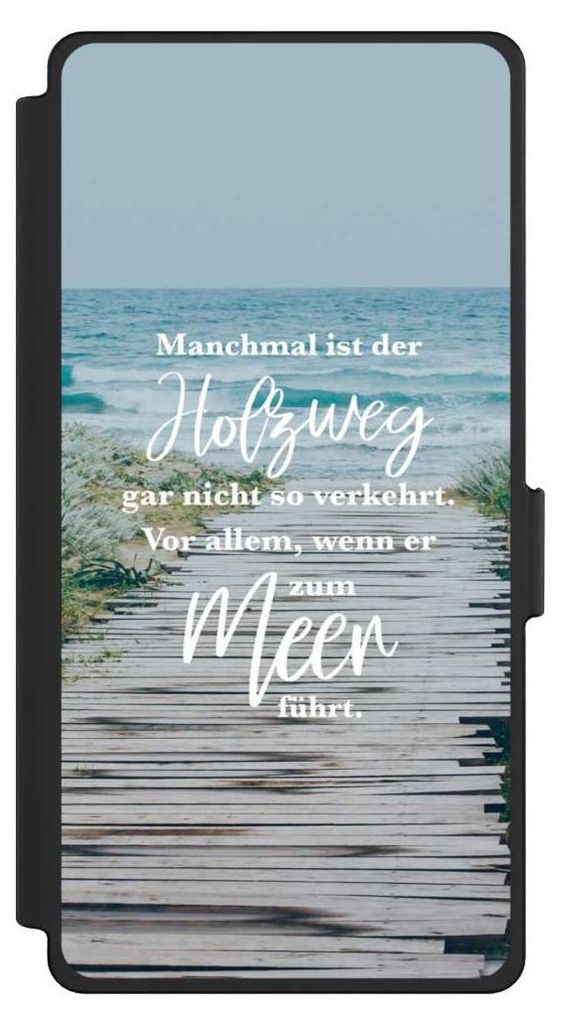 NIVOCASE Klapphülle für Samsung Galaxy S25 Ultra Handyhülle aus Kunst Leder NIVOflip schwarz Statement Strand Spruch