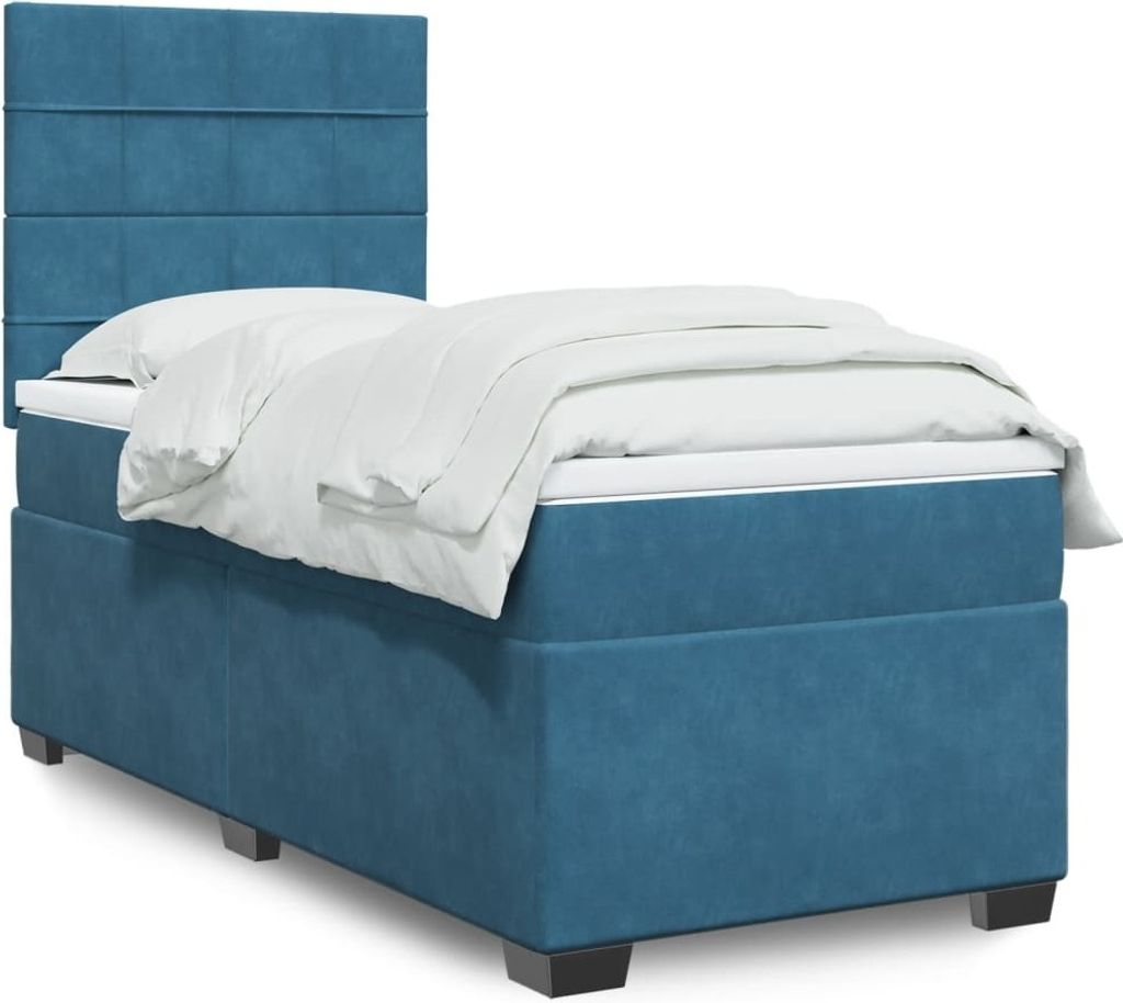 "2026 Promotion" Boxspringbett mit Matratze - Blau 90x190 cm - Samt - Polsterbett CC15492
