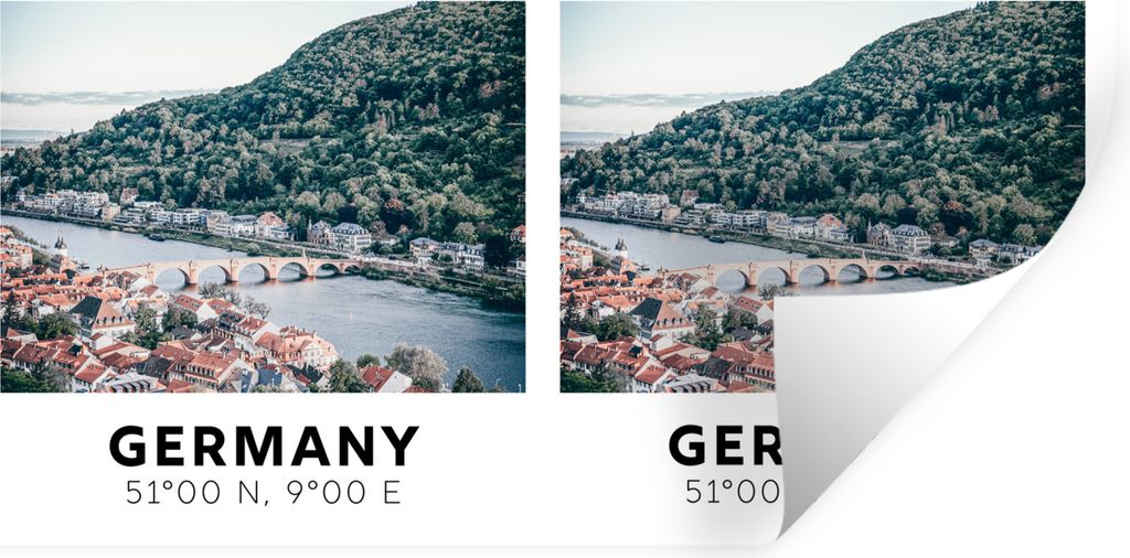 MuchoWow Wandtattoo Wandsticker Wandaufkleber Deutschland - Heidelberg - Sommer - Wasser 120x60 cm Selbstklebend und Repositionierbar - Sticker -...