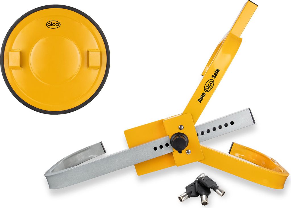 alca Radkralle XL Tresor mit PowerCover Plus I Diebstahlschutz-Set für Reifen 16–19 Zoll I Wegfahrsperre mit Sicherheitslevel 4 I Auto Parkkra...