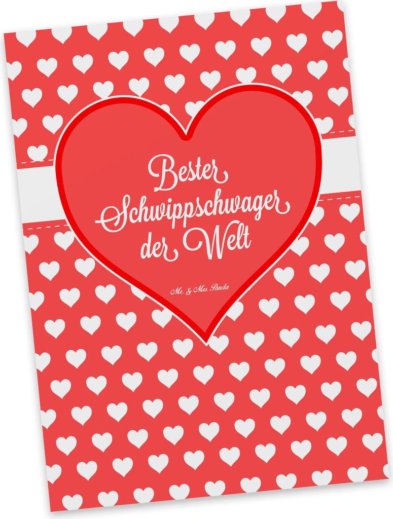 Mr. & Mrs. Panda Postkarte Schwippschwager - Geschenk, Schwager des Ehepartners, Grußkarte, Ansichtskarte, Herz Liebe Verliebt Dankeschön Geburts...