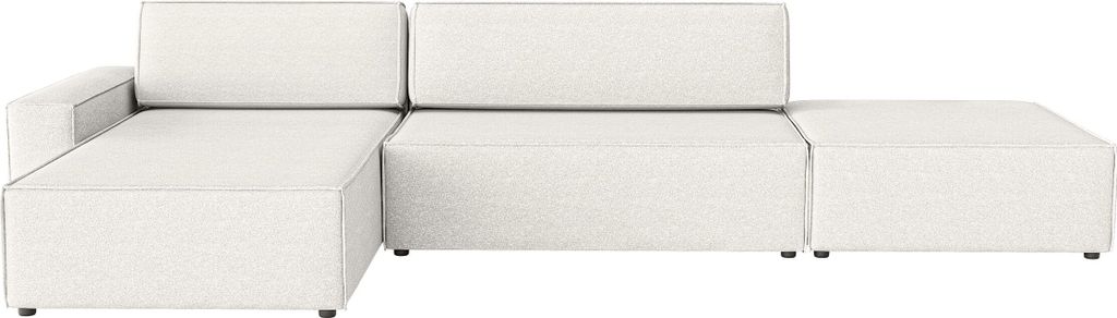 FEDVE Ecksofa Lummo La aus Bouclé-Stoff mit Schlaffunktion, Cremeweiß