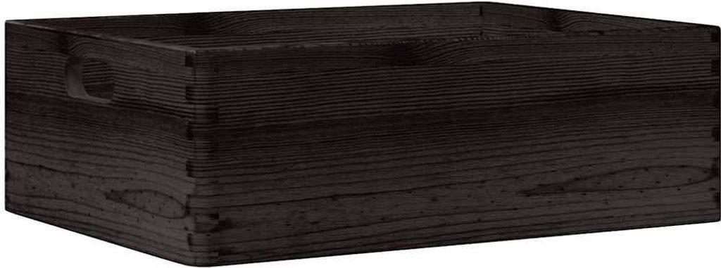 vidaXL Holzkiste mit Griffen Schwarz 40x30x13 cm Massivholz Kiefer
