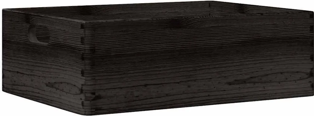 Boîte de rangement noire en bois pour stopper le désordre 40x30x13 cm