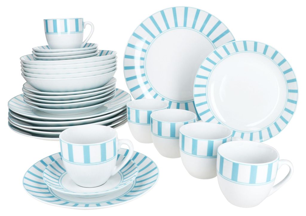 30dílný kombinovaný servis SPLIT TURQUOISE porcelán pro 6 Obrázek produktu 