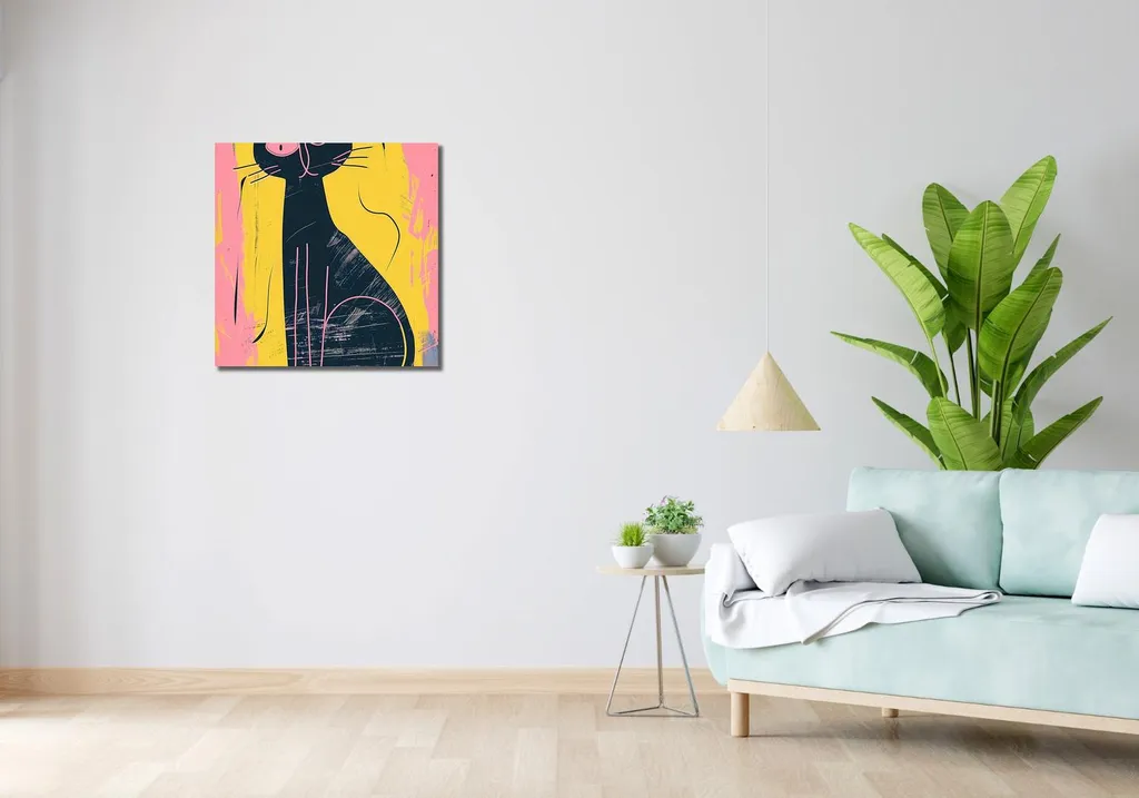 Tableau Chat 60x60 cm - Déco Murale pour Masquer un Mur Vide
