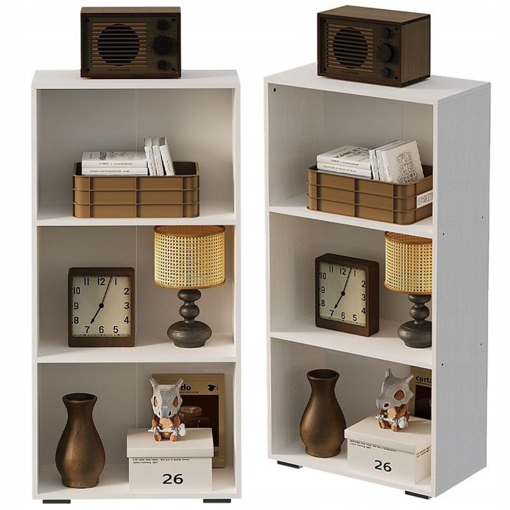 Modernes Bücherregal im Loft-Stil, weiß, mit Ablagen fürs Wohnzimmer, 120 cm hoch