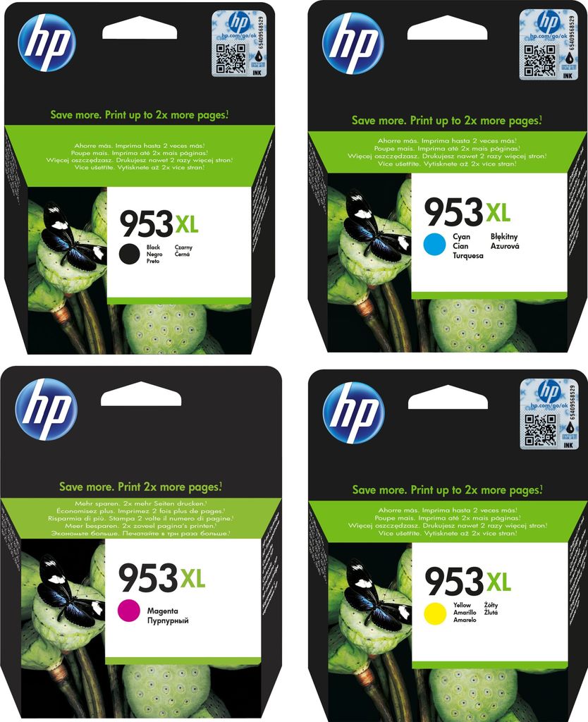 HP 953XL Nero, Ciano, Magenta, Giallo originali in Immagine del prodotto 