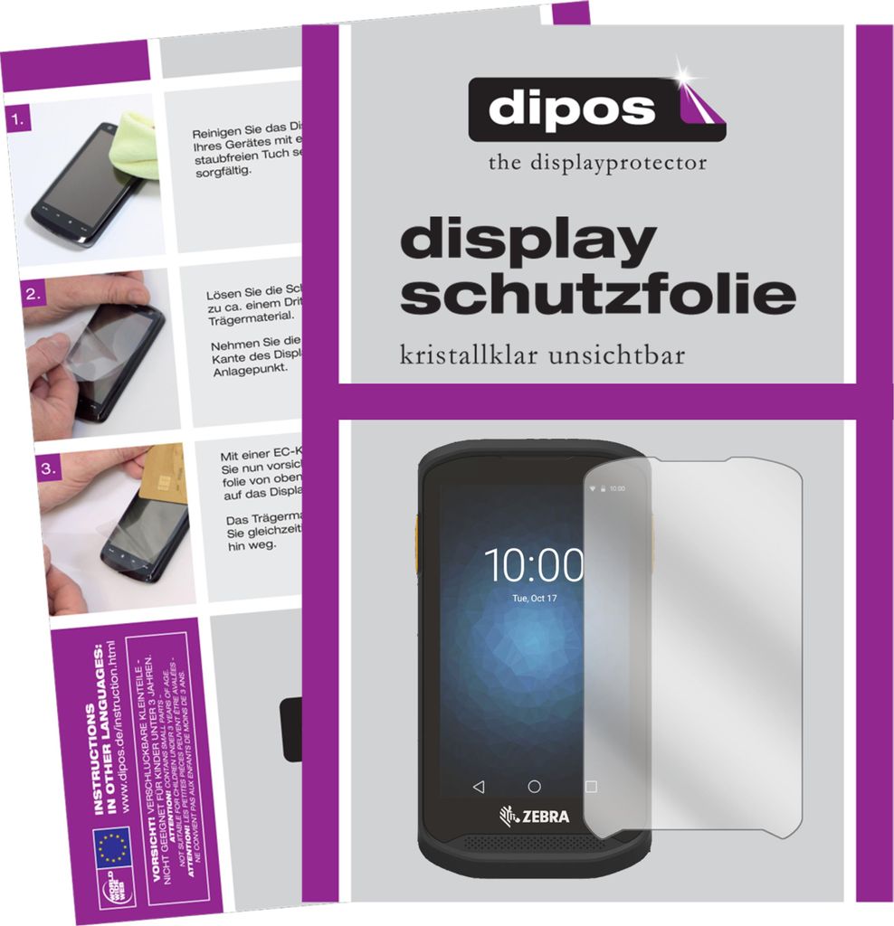 6x Schutzfolie für Zebra TC20 klar Displayschutzfolie Folie Display Schutz dipos
