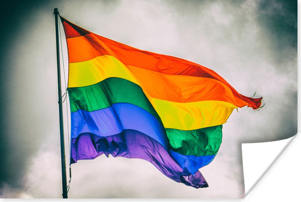 MuchoWow Poster Foto einer Regenbogenflagge 90x60 cm - Schlafzimmer