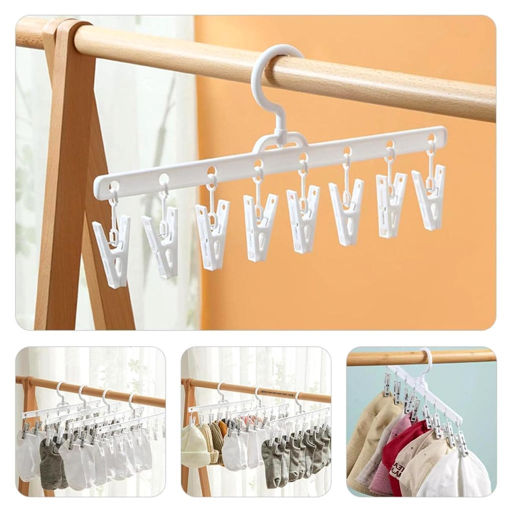 4 Stück Socken-Trockenständer aus robustem ABS mit starkem Clip für windfestes Aufhängen von Unterwäsche, Socken und BHs für ganzjährigen Ge...