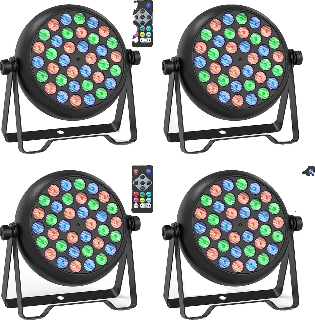 Projecteur de scène LED RGB 36 LED Lot de 4 avec fiche EU pour Soirée DJ
