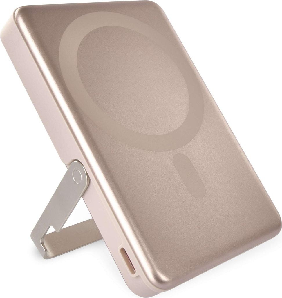 EMOS Powerbank 10 000 mAh WI 1031 mit Magnet, Passthrough und Wireless-Charging, USB-C-Port inkl. USB-Datenkabel, Rosagold, B0552RG