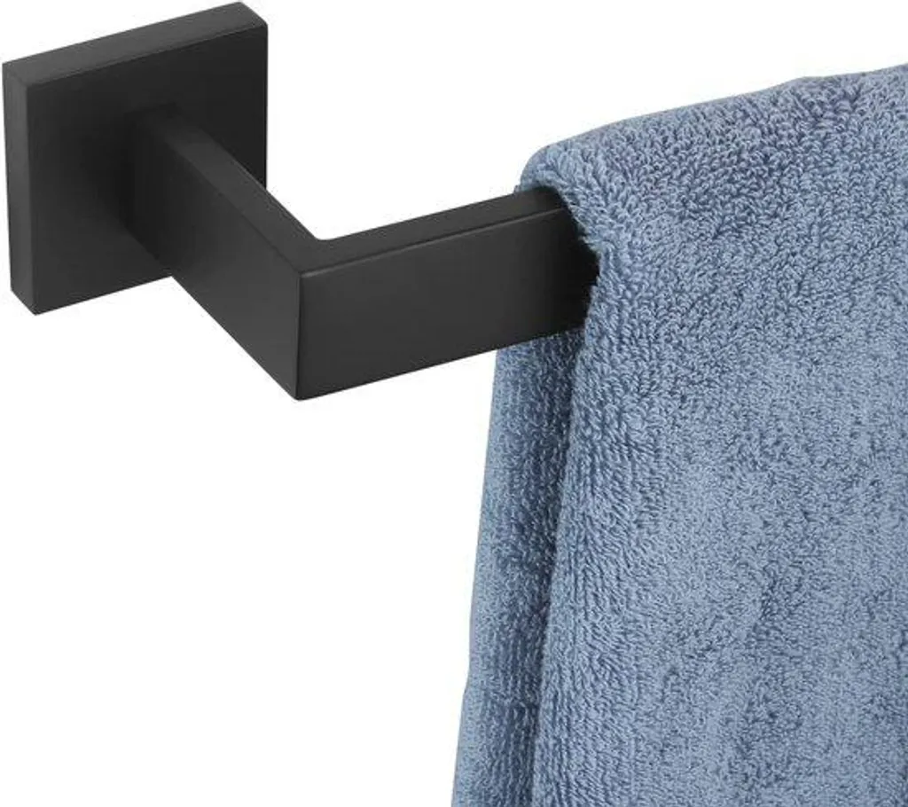 Porte-serviettes mural 40 cm en acier inox noir mat, modèle B4003BK-L16