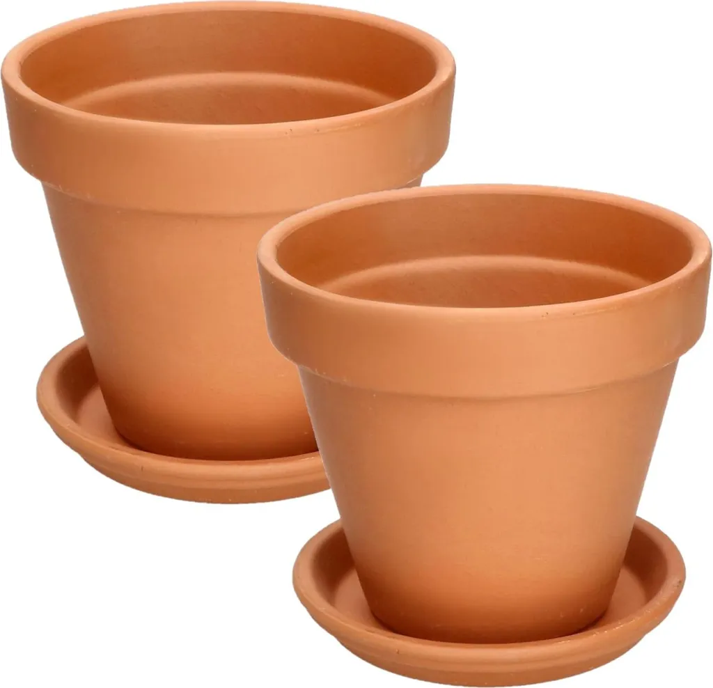 Pot de fleurs en terre cuite 17 cm - Évite l'excès d'eau - Lot de 2