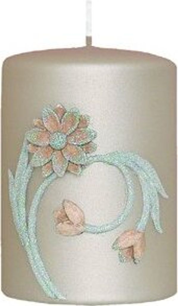 Weihnachtskerzen Frozen Stein Metallic 10 x Ø 7 cm, 4 Stück