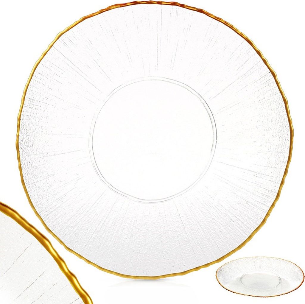 Vilde Essteller Speiseteller Flachteller Teller Platte Servierplatte aus Glas Gold 28 cm