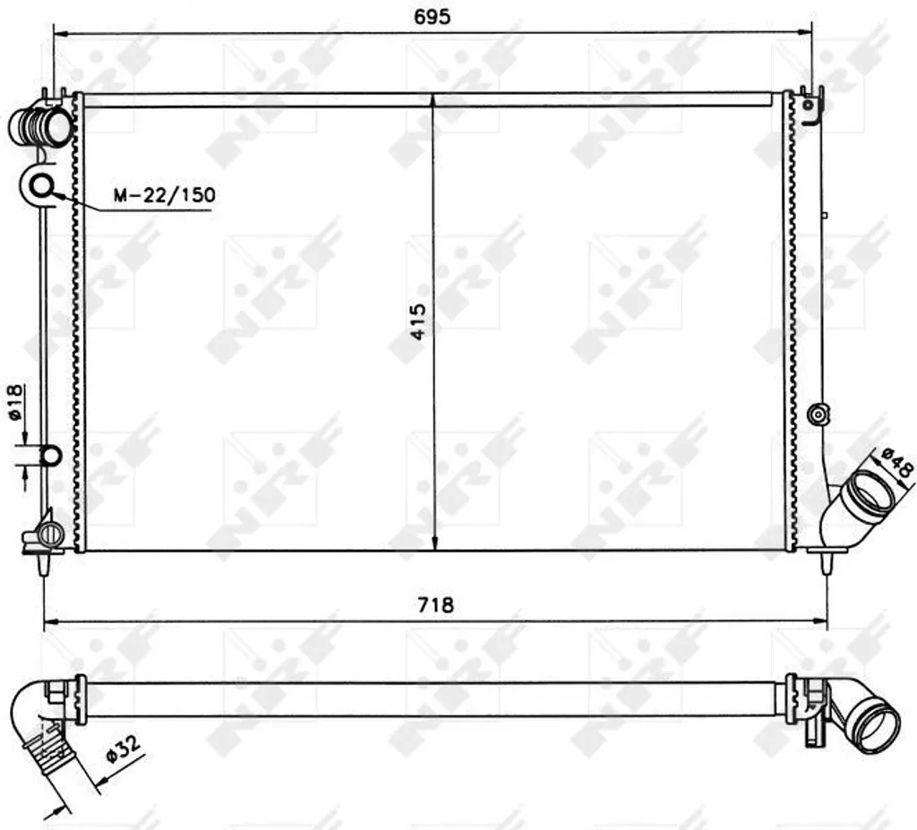 Radiateur NRF 58020 en aluminium pour 406 - Haute résistance OE 1301FN
