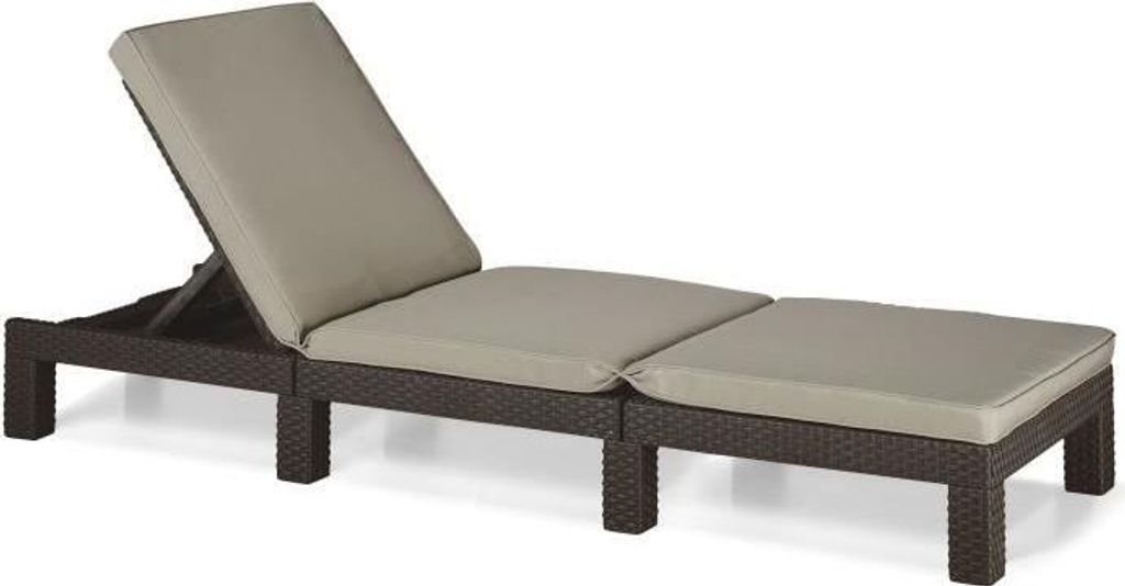 Sonnenliege, Allibert by KETER Daytona, Kunstharz Rattanoptik, Braun, Verstellbare Rückenlehne, 195 x 65 x 25,5 cm