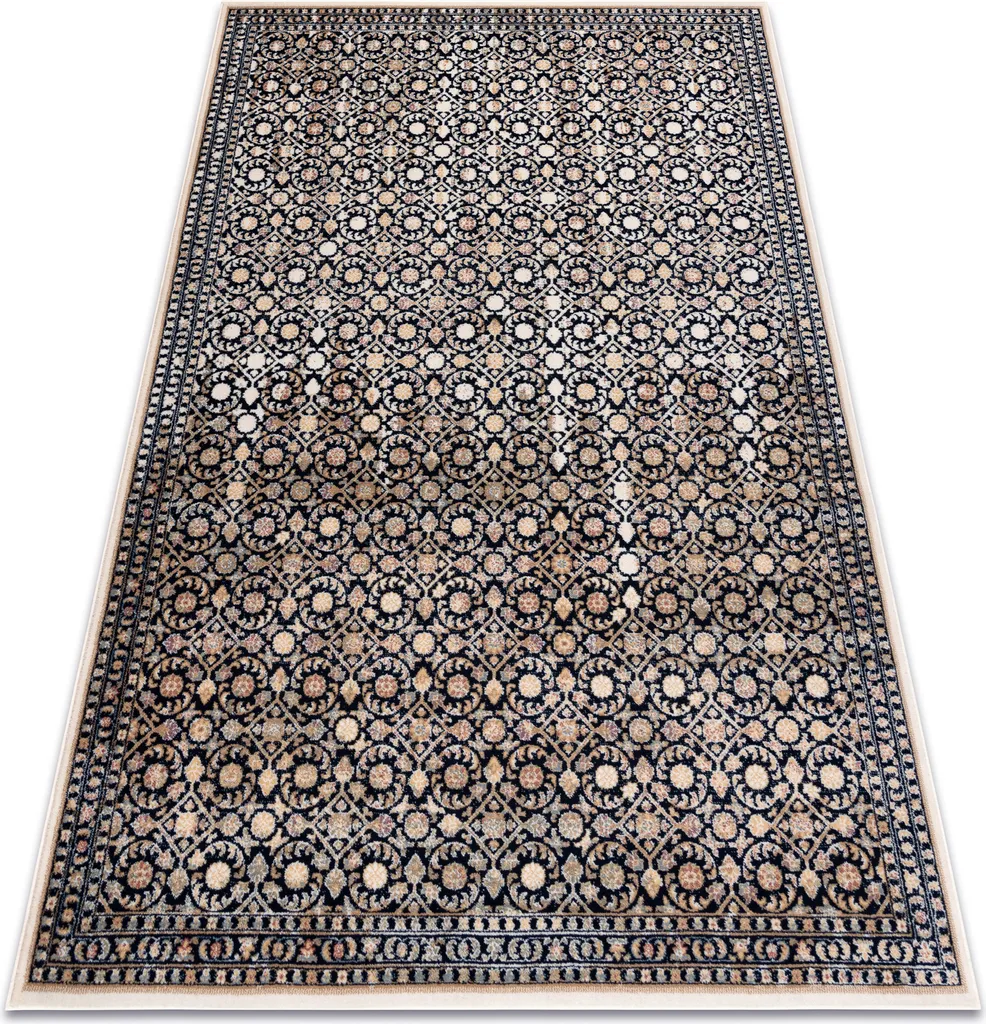 Tapis Laine NAIN Ornement 1183/51033 Bleu Foncé et Beige 80x150 cm