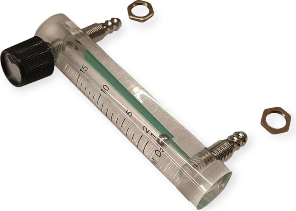 Flowmeter mit Nadelventil Durchflussmengenmesser für Luft und Sauerstoff - 1 bis 8 L/Min.