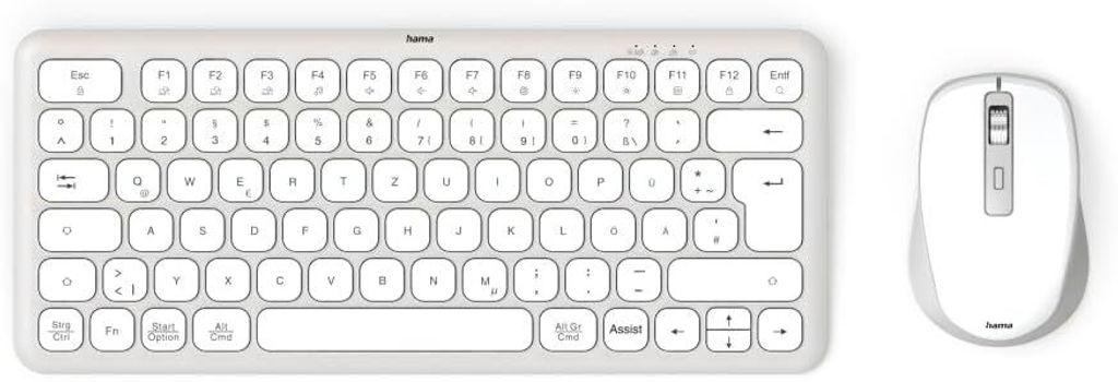 Hama kabelloses Tastatur Maus Set, Multi Device, Bluetooth/Funk, kompakt, mit Batterien, leise Scissortasten,deutsches QWERTZ-Layout,Multimedia Tasten