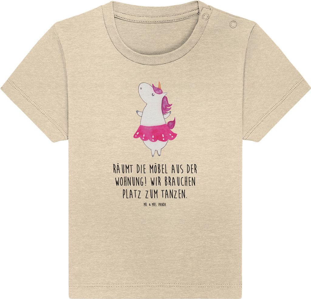 Mr. & Mrs. Panda T-Shirt Einhorn Ballerina 6. - 12. Monat - Natural Raw - Geschenk, Baby Baumwollshirt, Unicorn, Spaß, Wohnung, Shirt, Babyshirt, ...