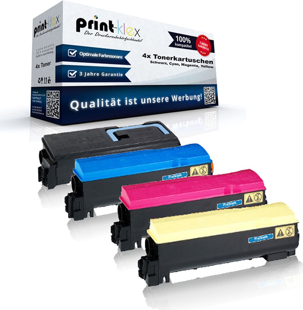 4x Kompatible Tonerkartuschen für Kyocera Ecosys ECOSYS P 7035 cdn5400 DN TK-570 TK570 TK 570 Schwarz Blau Rot Gelb - Office Print Serie