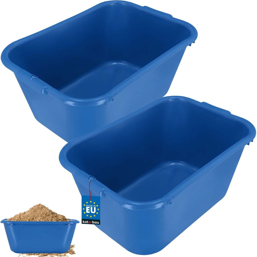 KOTARBAU 2er Set Mörtelkübel eckig 55 L Blau Kunststoff Mörtelwanne Mörtelkasten Speißkübel Baukübel Baueimer Mörteleimer Speisfass eckig...