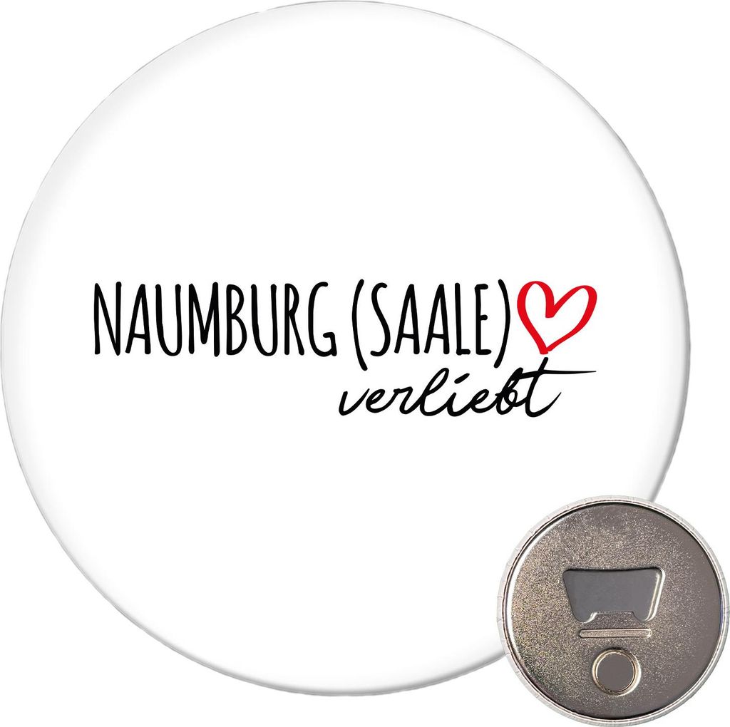 Huuraa Magnet Naumburg (Saale) verliebt 59mm Kühlschrankmagnet rund Flaschenöffner Geschenkidee