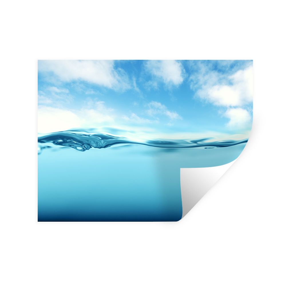 MuchoWow Wandtattoo Wandsticker Wandaufkleber Meer - Wolken - Blau 160x120 cm Selbstklebend und Repositionierbar - Selbstklebend - Fototapeten