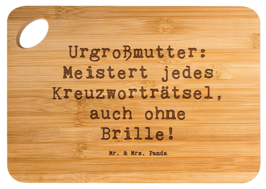 Mr. & Mrs. Panda Schneidebrett Spruch Urgroßmutter Genie - Transparent - Geschenk, Weisheit, handgemacht, Erinnerungen, Ahnen, Geburtstage, Famili...