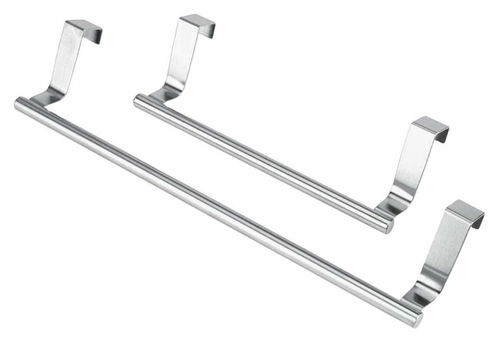 2x Handtuchhalter Schranktür - Edelstahl - Silber - Handtuchhalter Schrank - Handtuchhalter - Handtuchstange Küchenschrank - Küchenschranktür H...