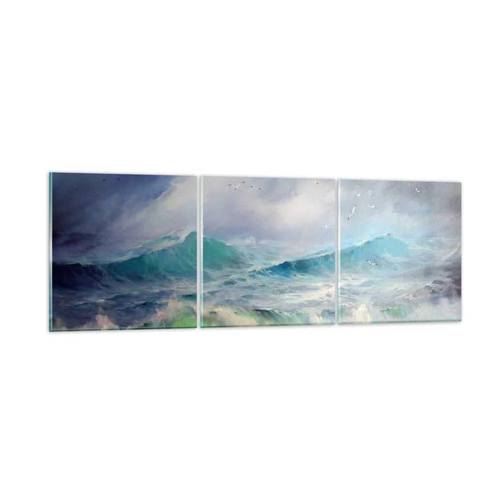 Bilder auf glas - Meer Welle Möwe - 150x50cm - Glasbilder - Wandbilder - Kunstdruck - zum Aufhängen bereit - Wanddekoration aus Glas - Glas Bilde...
