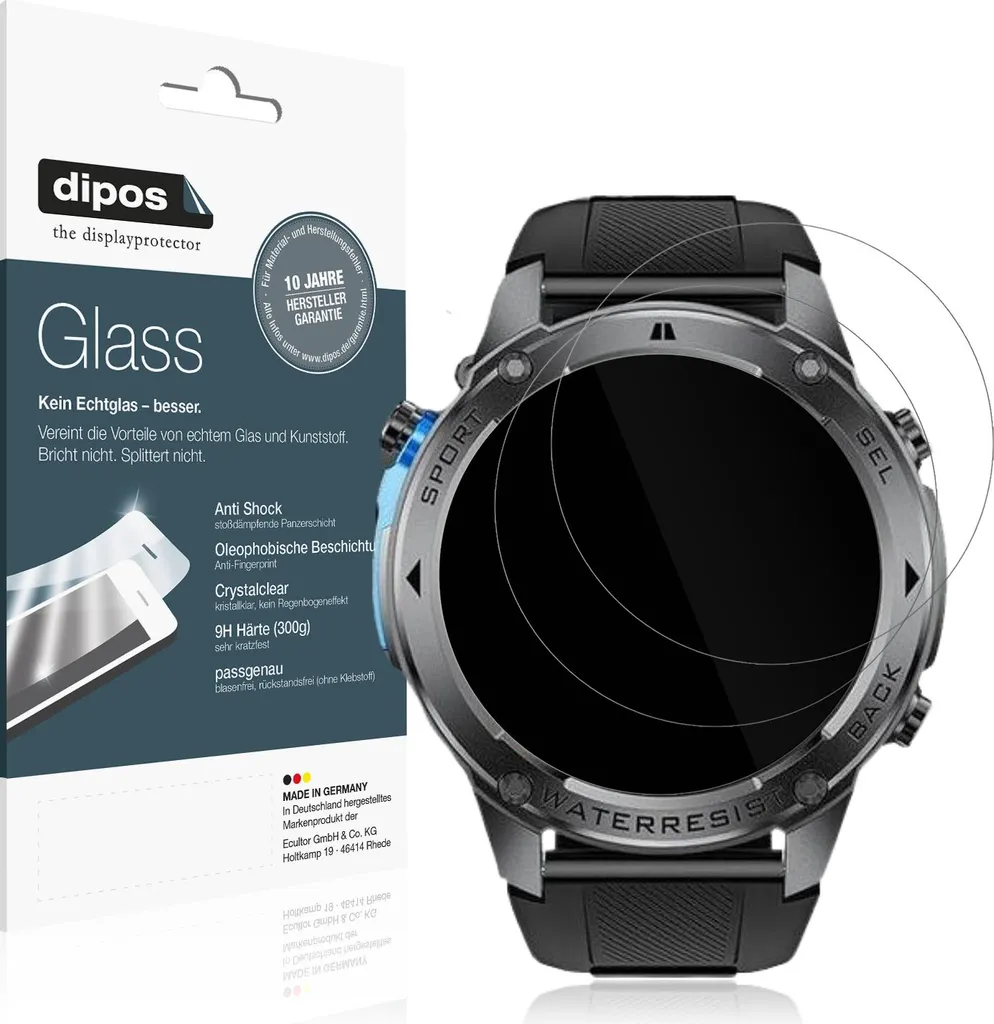dipos I Pellicola Protettiva Opaco Compatibile con 27 mm Diametro Orologio Protezione Vetro Flessibile 9H