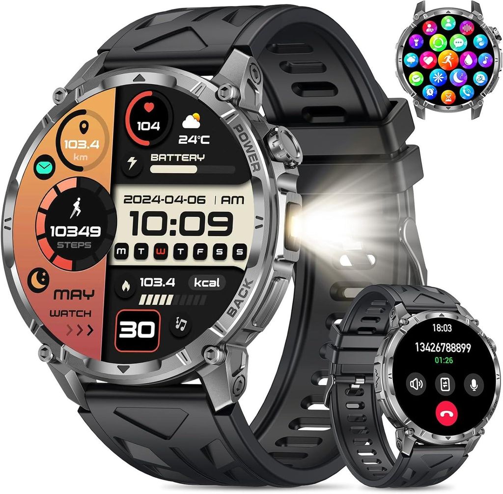Smartwatch Herren 1.7 Inch Touchscreen Fitness Uhr mit Telefonfunktion