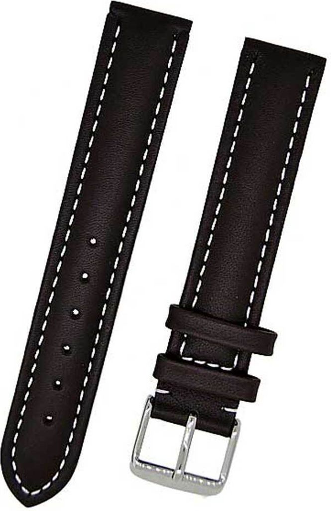Uhrenarmband Armband braun mit weißer Naht 18mm Kalbleder