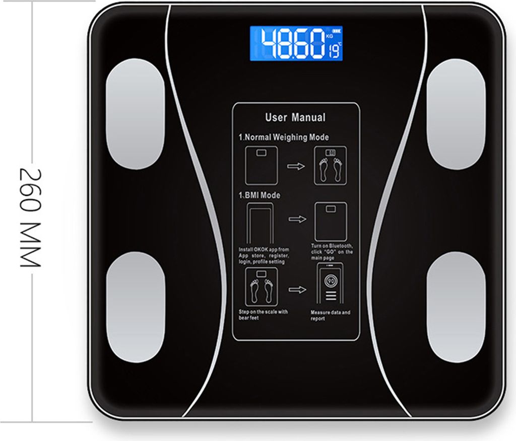 Körperfettwaage mit App LCD Digitale Personenwaage Smart Produktbild 16