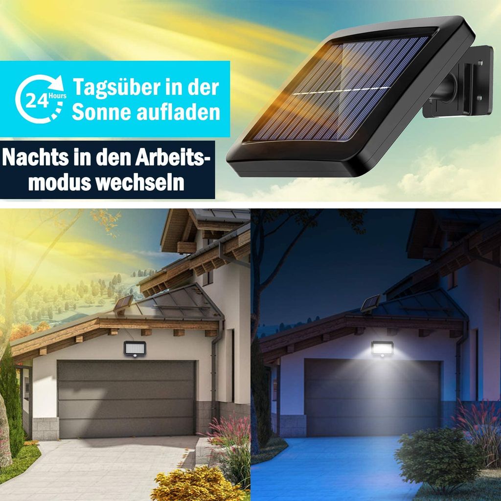 Solarleuchten für Außen 56LED Außen solarlampen mit Bewegungsmelder wandleuchte 