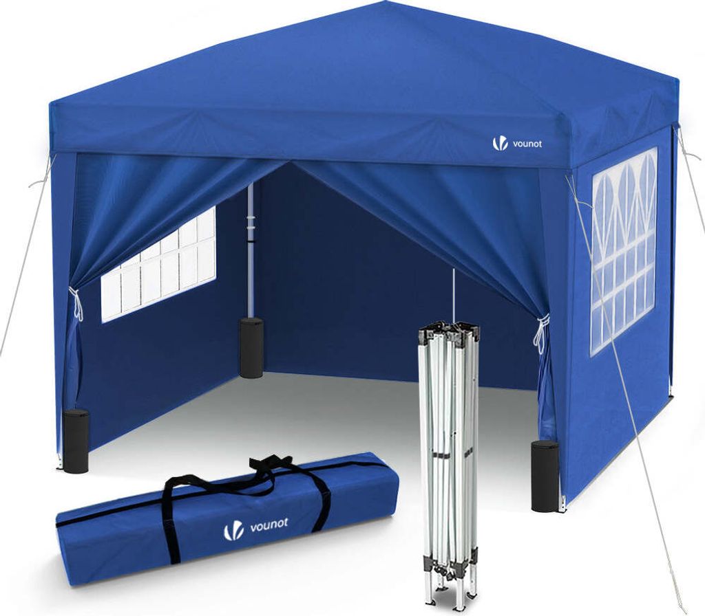 VOUNOT® Pavillon 3x3m mit 4 Seitenteilen & 4 Sandsäcke, Pop Produktbild 