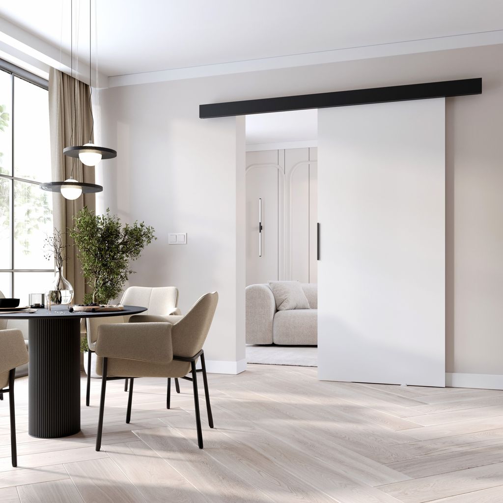 Posuvné dveře do interiéru BARRET 11 - 106 cm, bílé / černé Obrázek produktu 