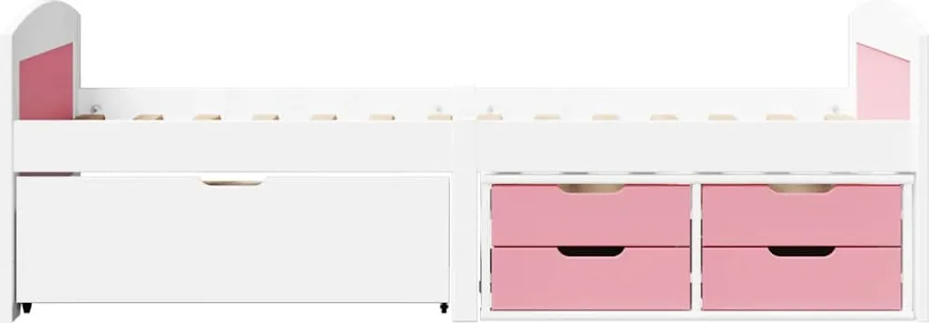 Lit de jour 90x200cm avec 5 tiroirs : la solution gain de place Blanc Rose