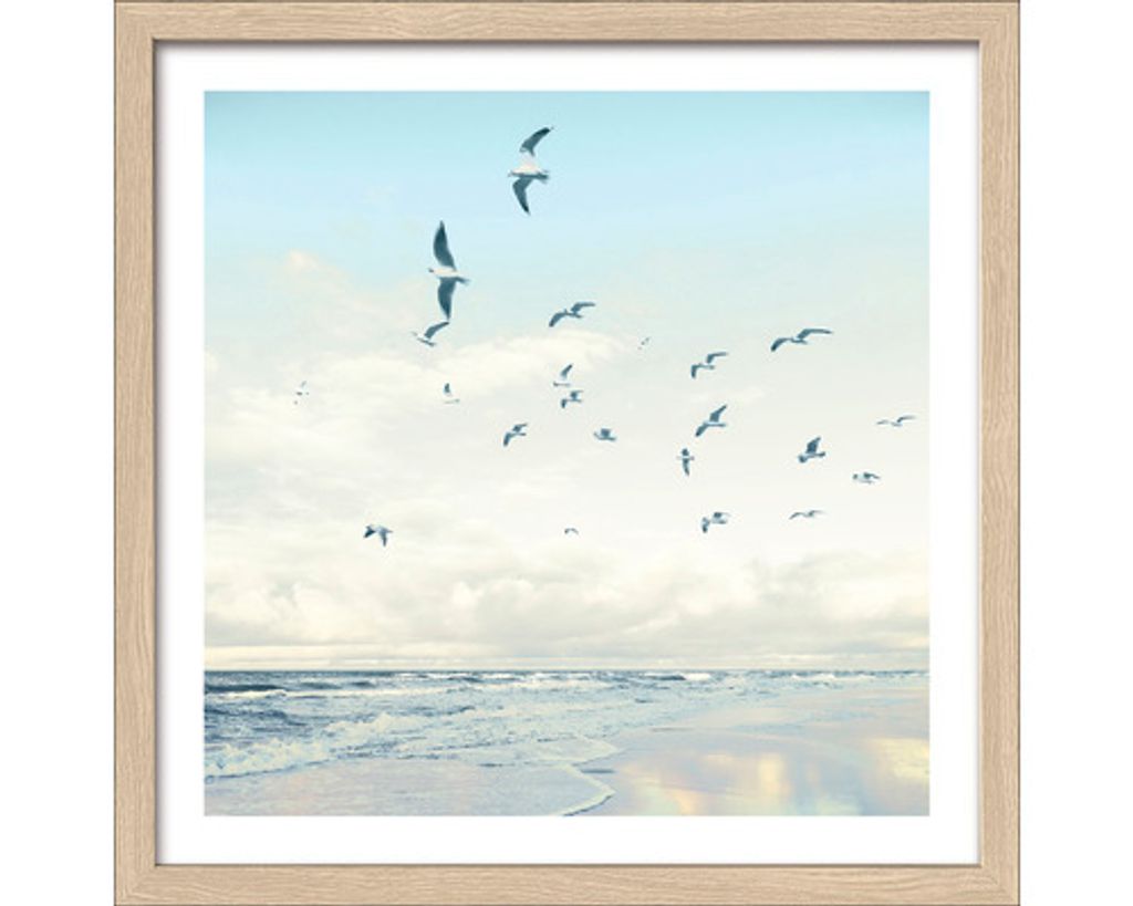 Gerahmtes Bild Seagulls On The Beach I 33x33 cm