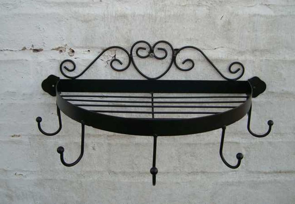 Halbrundes Wandregal Wandkonsole Wandablage Eisen massiv braun
