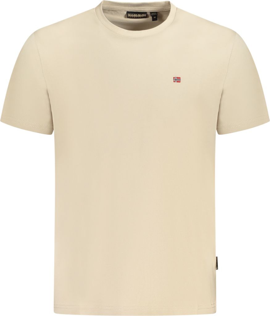 Beiges Herren T-Shirt mit Rundhals & Stickerei – Regular Fit, Größe: 3XL Farbe: Beige